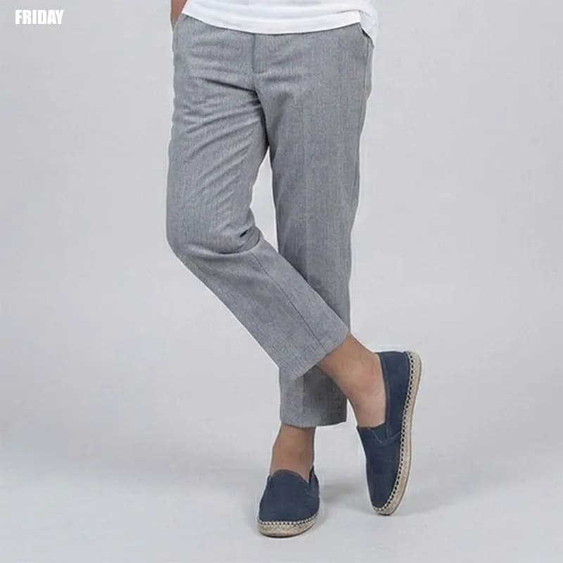 LIGHT ASH-COTTON TROUSER
